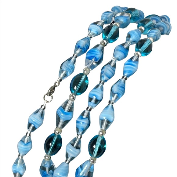 Vintage Italian Murano glass bead necklace blue sky blue - Picture 5 of 6